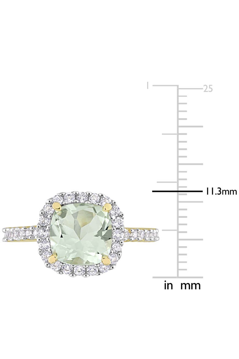 Gemstones Cushion Halo Ring, Alternate, color, Green Quartz/Yellow-Plated