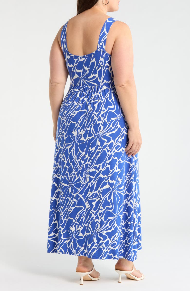 Loveappella Floral Sleeveless Jersey Maxi Dress, Alternate, color, Electric