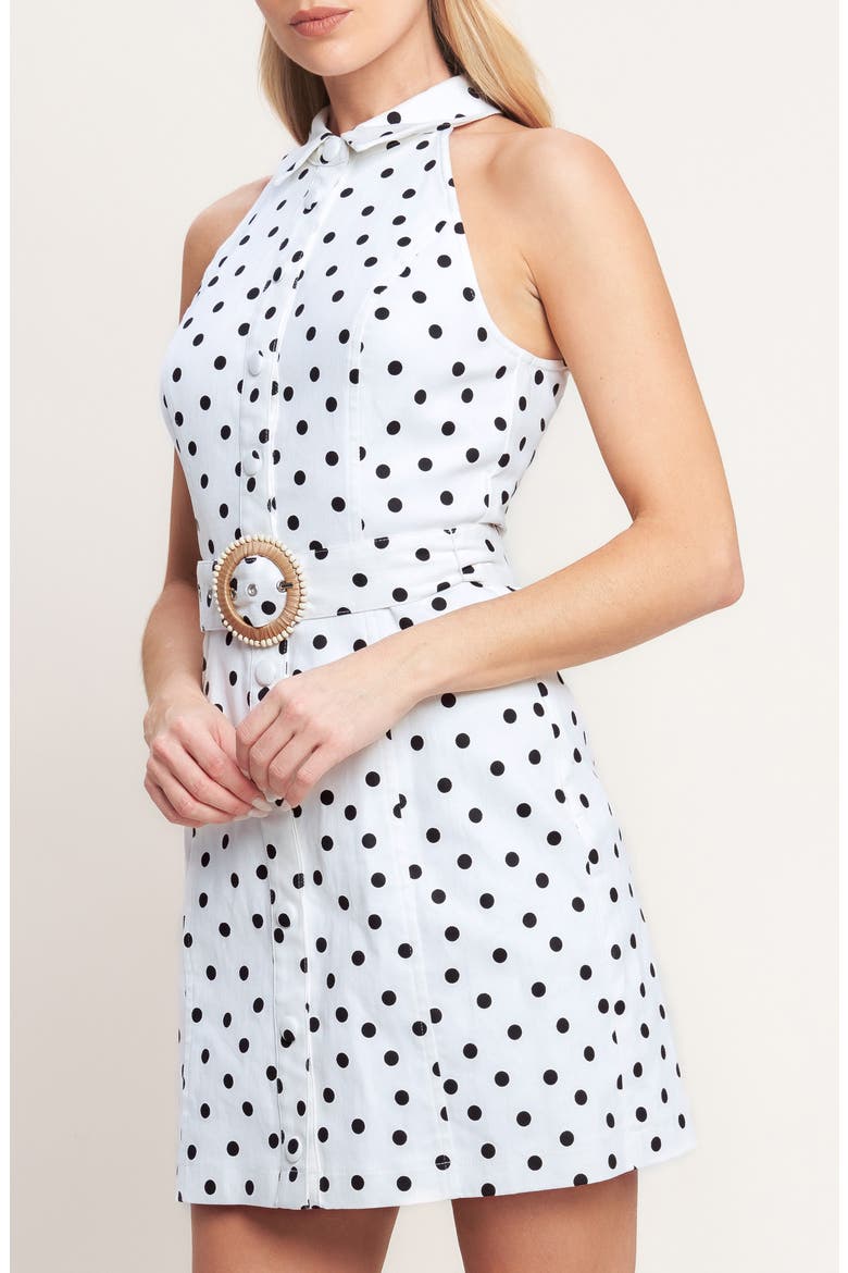 Polka Dot Belted Minidress, Alternate, color, WHITE BLACK