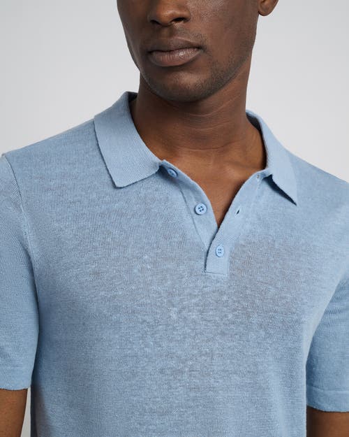 Onia Linen Sweater Polo In Baby Blue