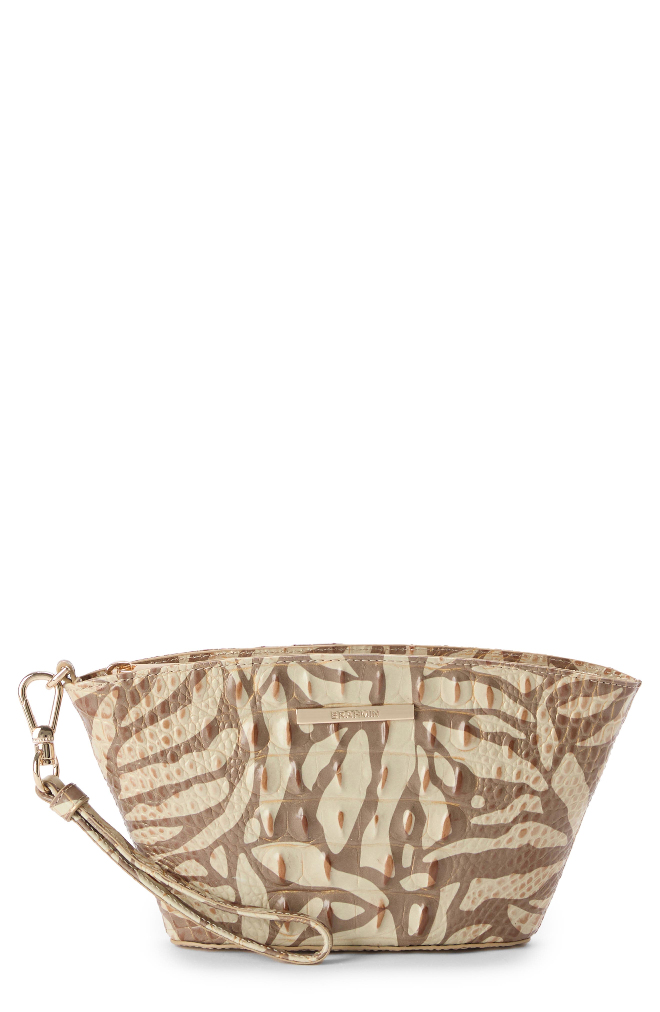 Brahmin Ariana Croc Embossed Leather Wristlet, Main, color, 
