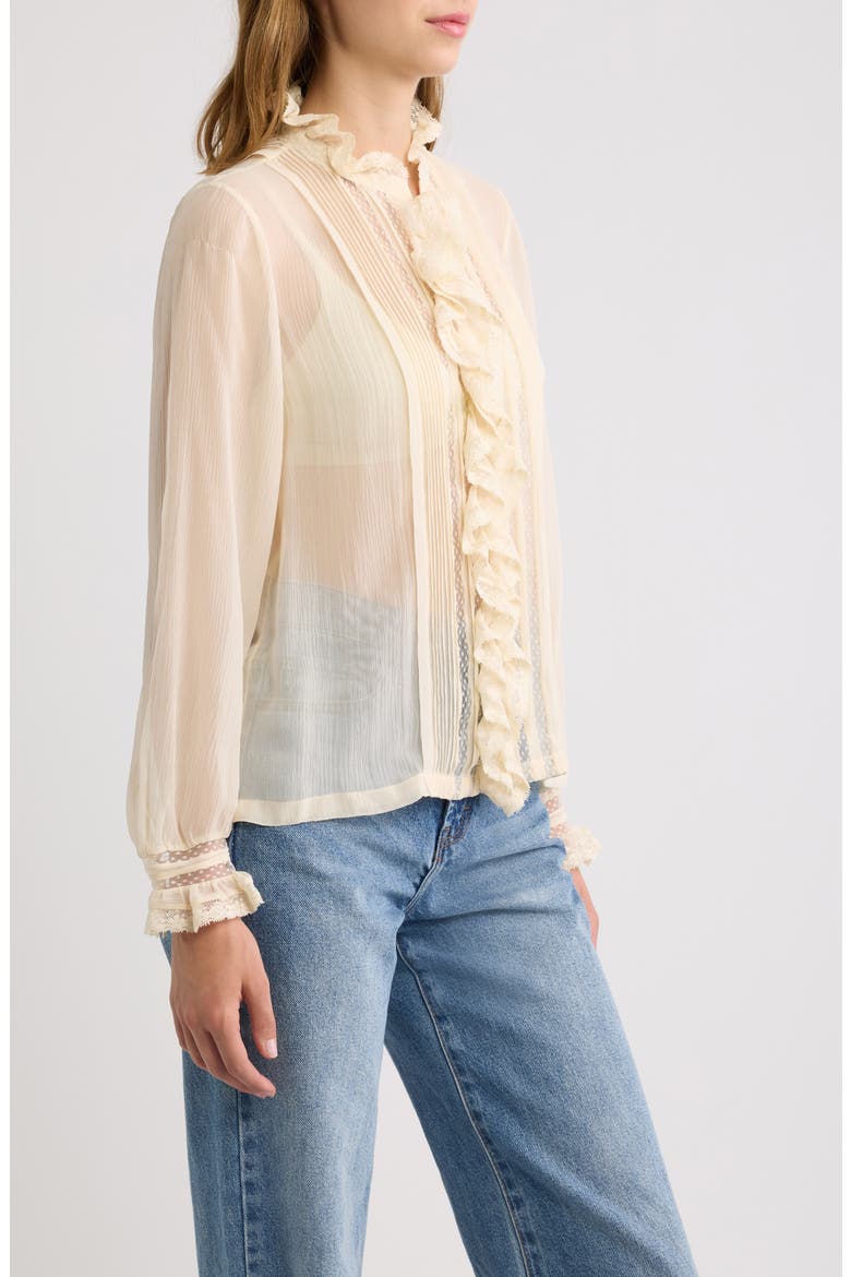 Magdeleine Pleated Silk Top, Alternate, color, CANDLELIGHT