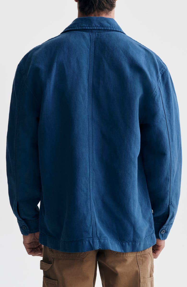Brooklyn Industries Garment Dyed Cotton & Linen Zip Overshirt, Alternate, color, Navy Peony