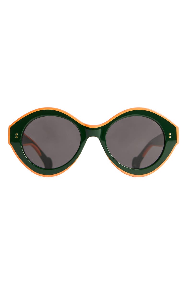 JW Anderson Bumper Round Sunglasses, Main, color, Green/ Orange