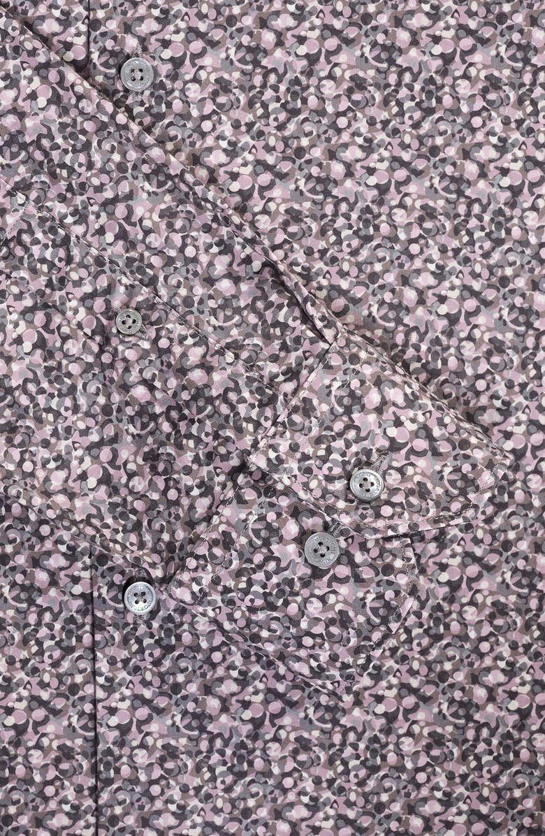 Bugatchi Julian Shaped Fit Pebble Print Button-Up Shirt, Alternate, color, Wood Rose