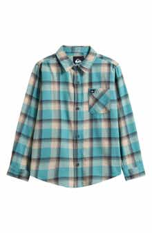 Quiksilver Kids' Porter Plaid Cotton Flannel Button-Up Overshirt