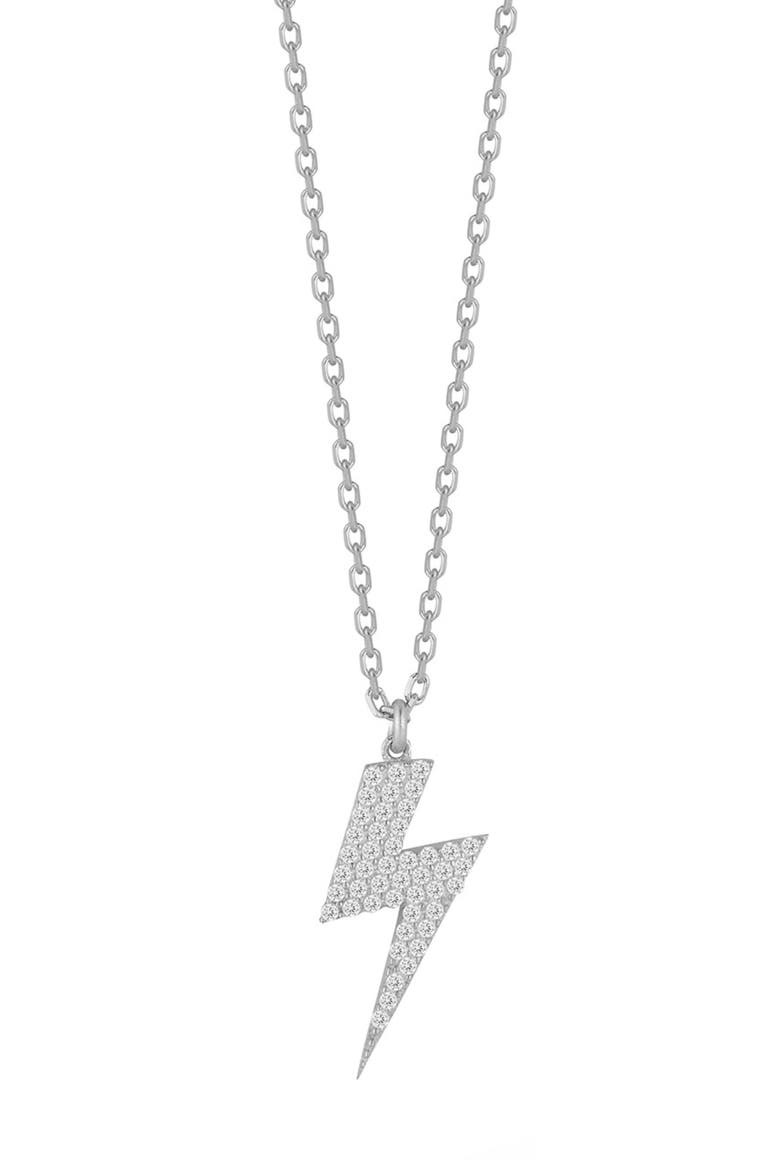 Cubic Zirconia Lightning Bolt Pendant Necklace, Main, color, SILVER