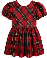Polo Ralph Lauren Kids' Plaid Puff Sleeve Taffeta Party Dress