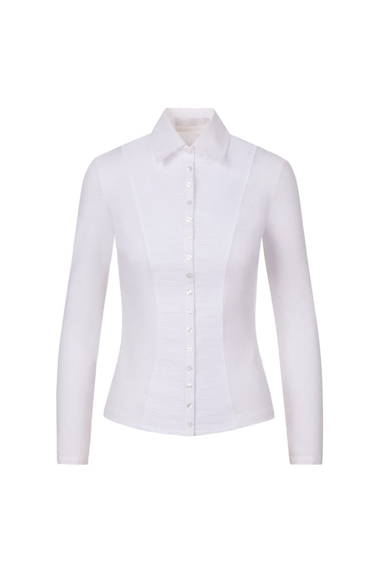 Anne Fontaine Women's Collar  Clodie White Pleated Cotton Shirt With Pointed Collar, Alternate, color, White