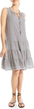 MAX STUDIO Floral Split Neck Tiered Dress