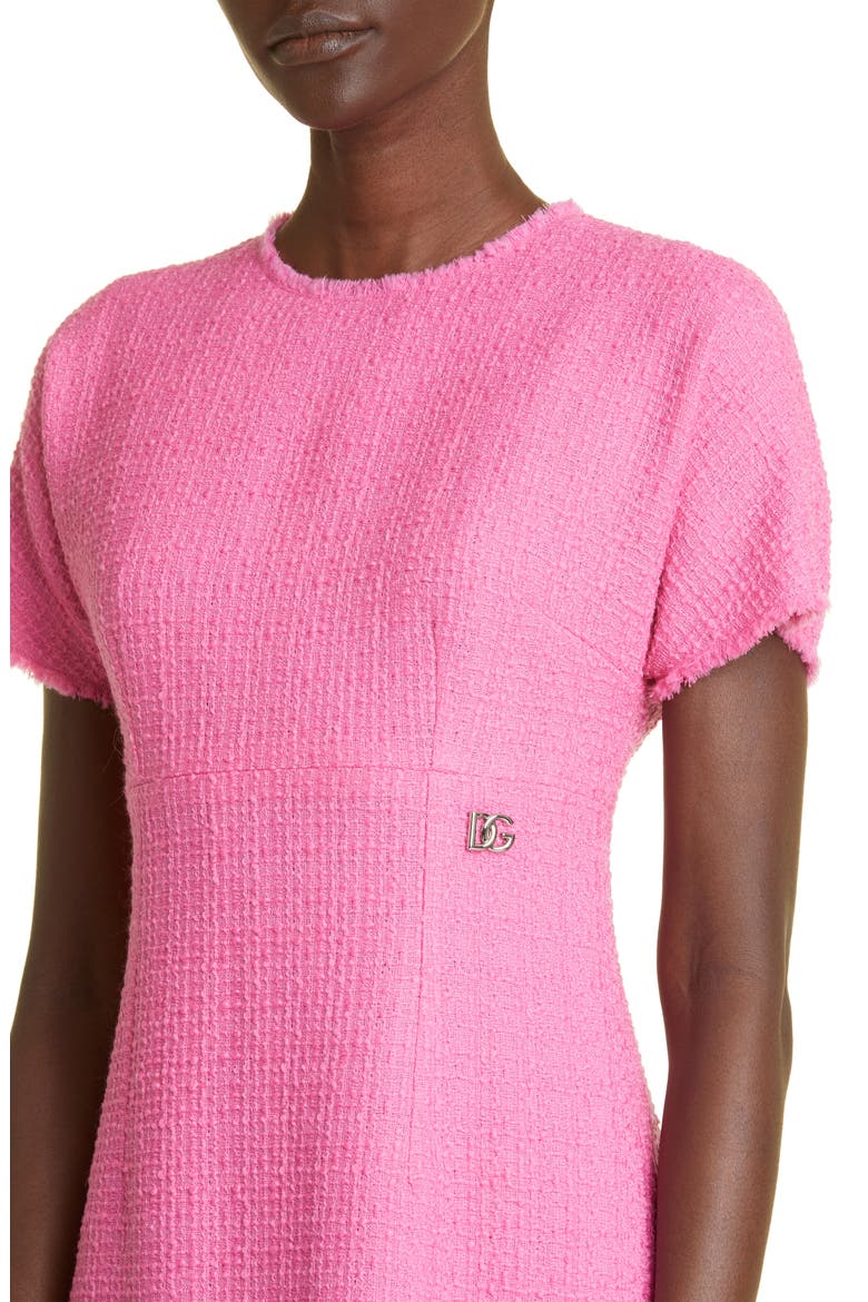 Raschel Tweed A-Line Dress, Alternate, color, BRIGHT PINK
