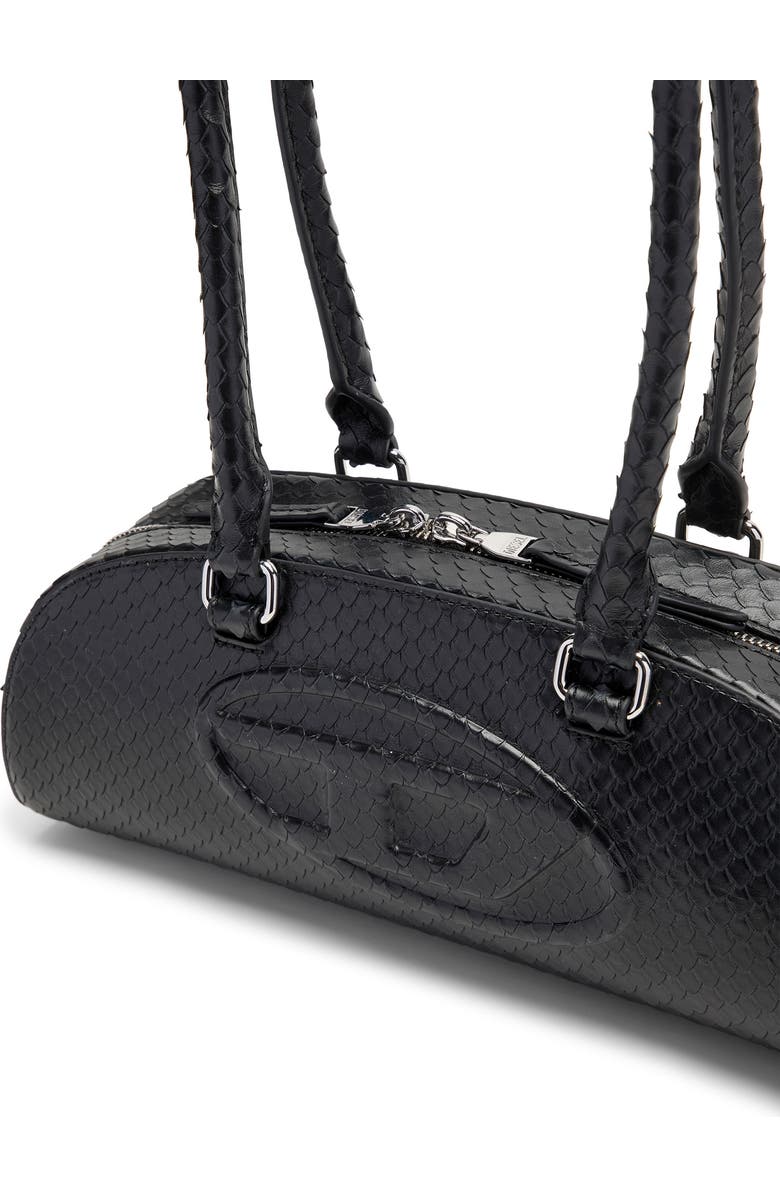 DIESEL<sup>®</sup> 1DR Dome-Elongated Snakeskin Embossed Leather Shoulder Bag, Alternate, color, Black