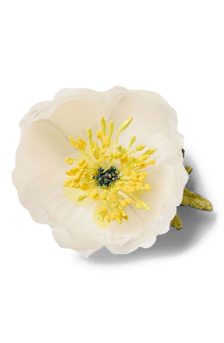 Helena Simon The White Poppy Floral Brooch, Main, color, White