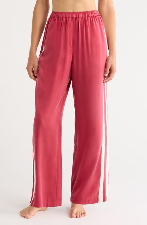 Side Stripe Washable Silk Pajama Pants