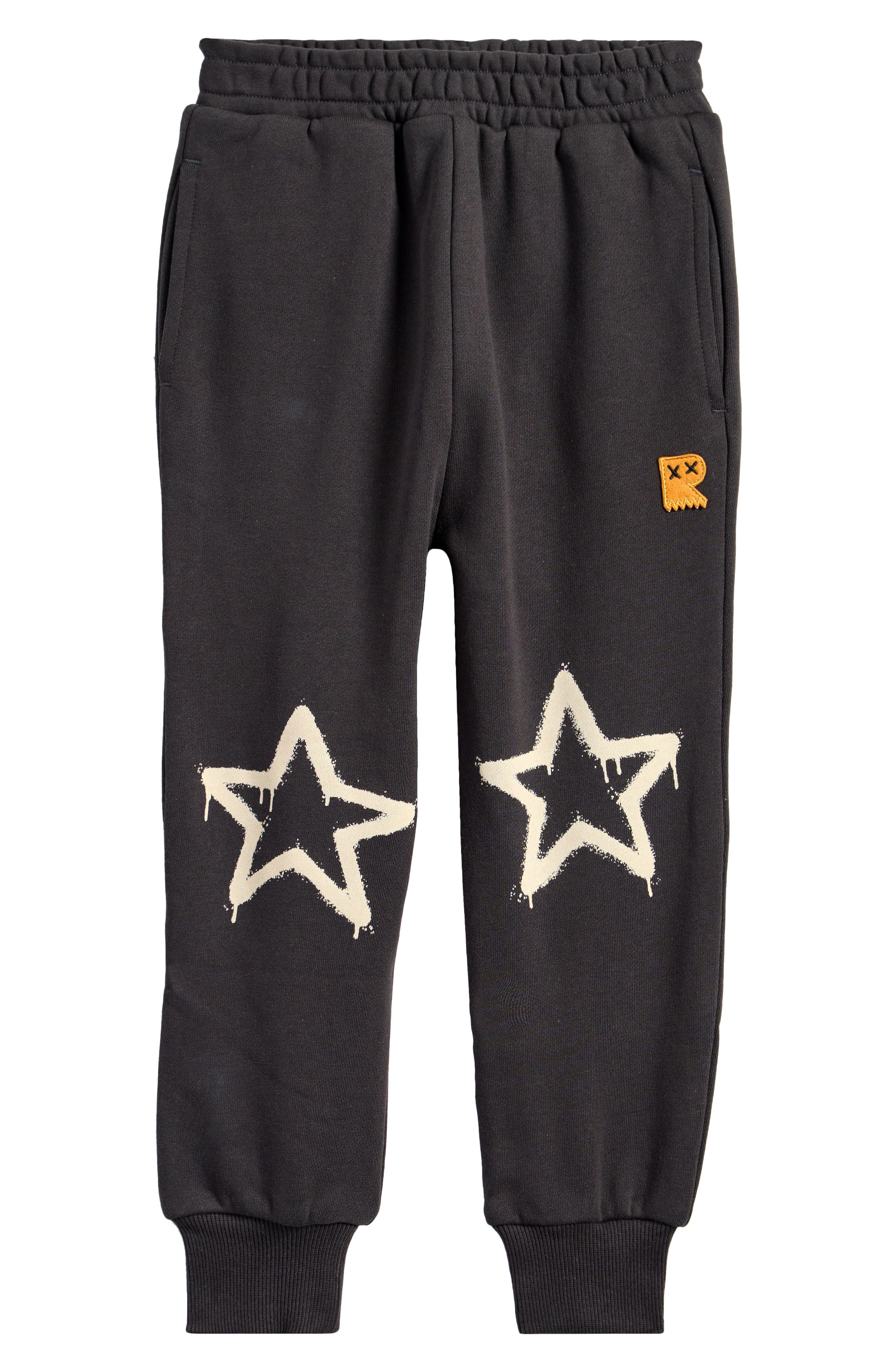 Rock Your Baby Kids' Stars Cotton French Terry Joggers in Black 