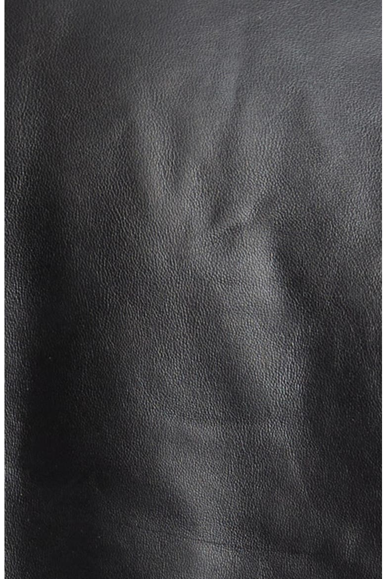 Melis Leather Bomber Jacket, Alternate, color, BLACK