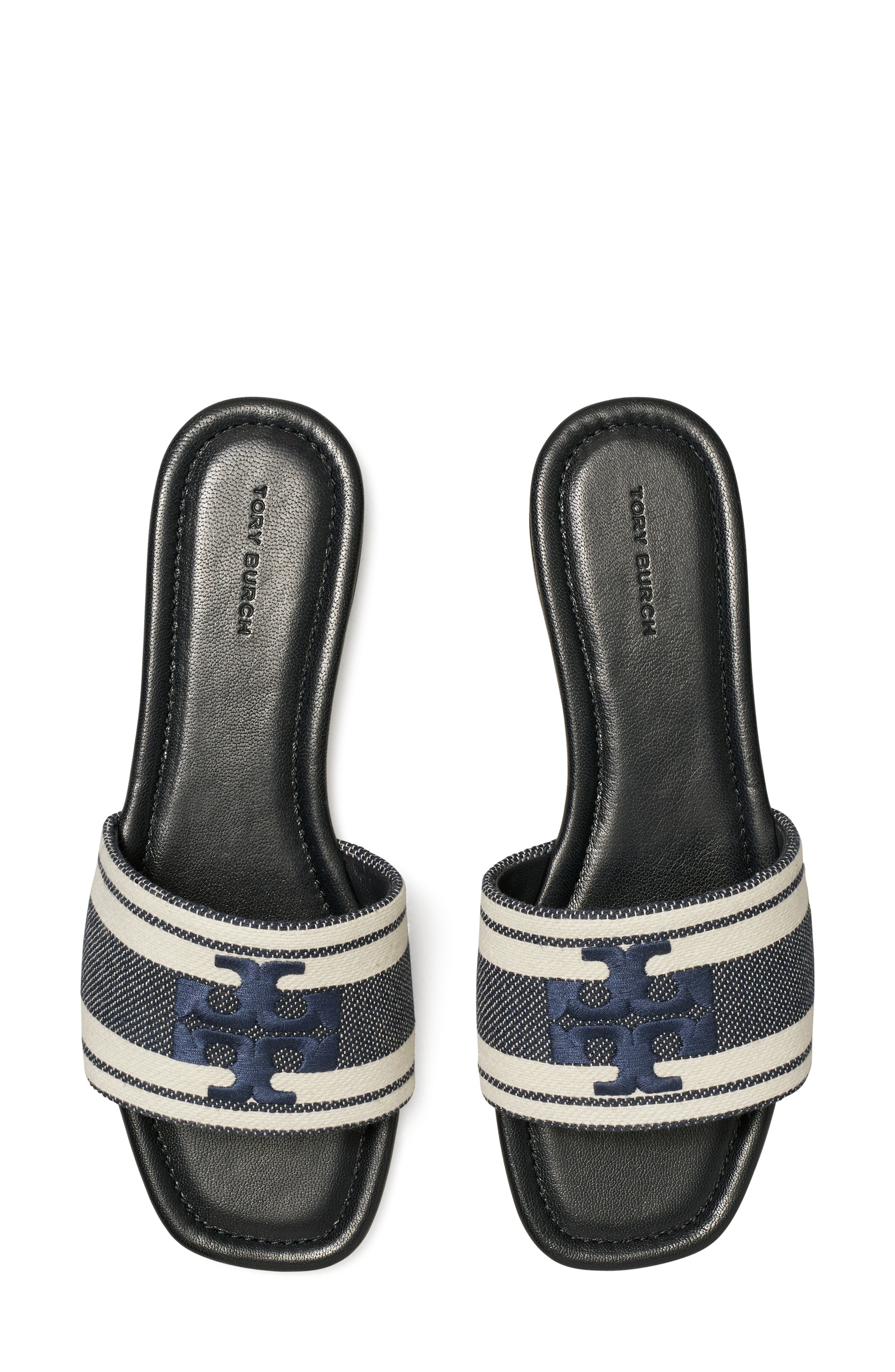Double T Jacquard Slide Sandal, Alternate, color, BLUE CHIARO / ASH WHITE