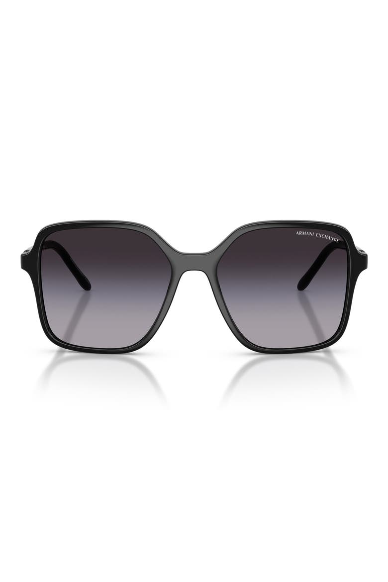 53mm Butterfly Sunglasses, Main, color, SHINY BLACK / GREY