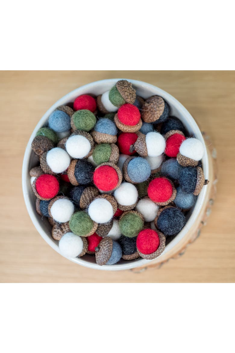 Felt Christmas Acorns- Set of 15, Alternate, color, Multicolour