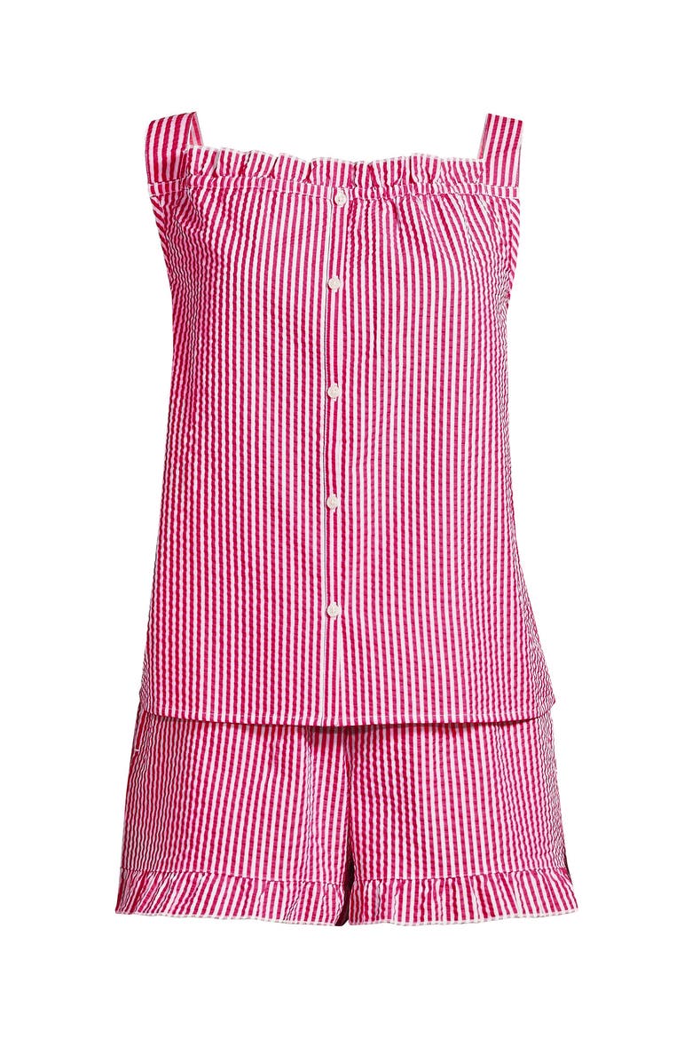 Seersucker 2 Piece Pajama Set - Tank and Shorts, Alternate, color, Hot Pink Pinstripe