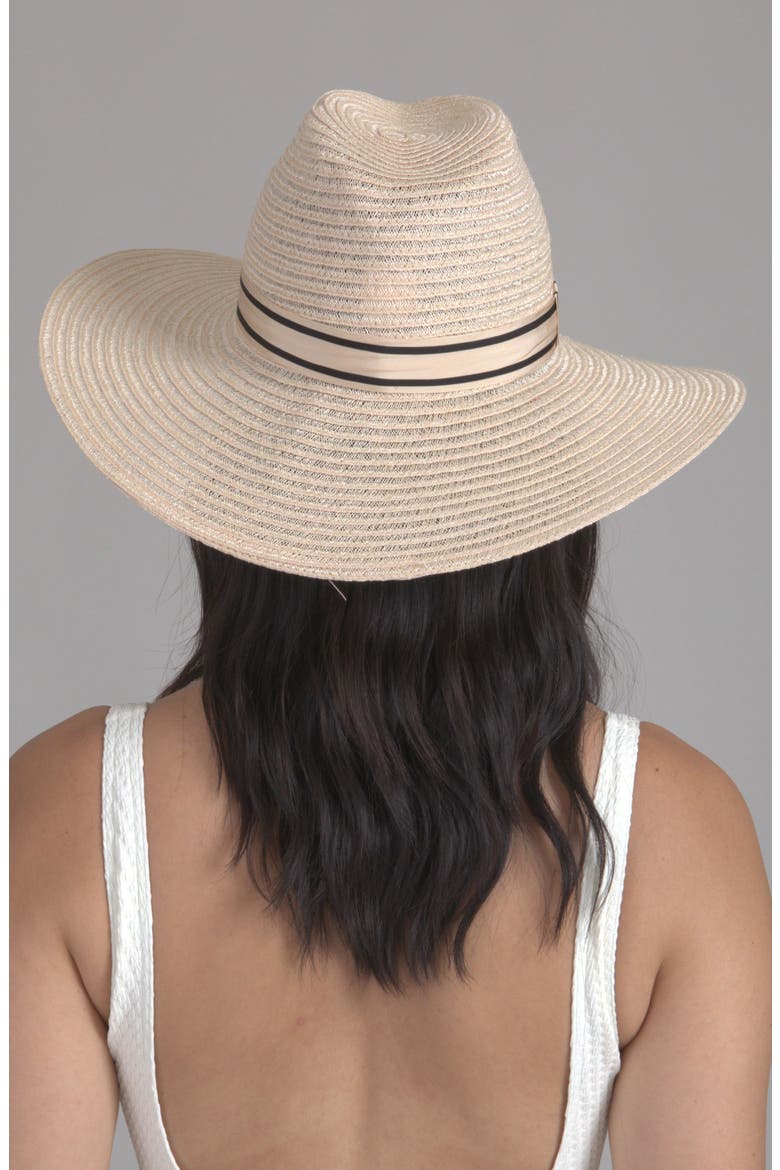 Emmanuelle Wide Brim Packable Straw Fedora, Alternate, color, NATURAL