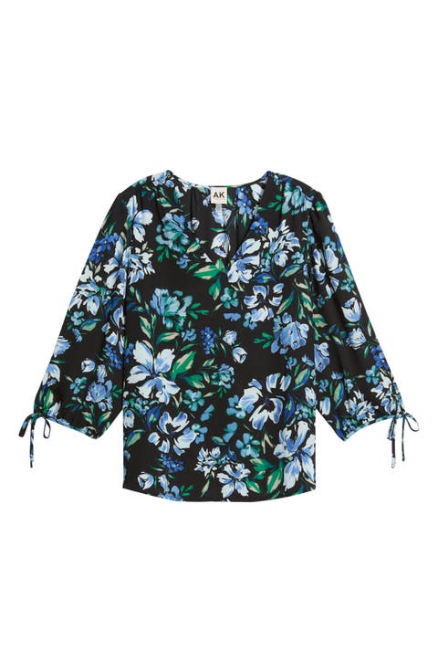 Floral Print Tie Cuff Top
