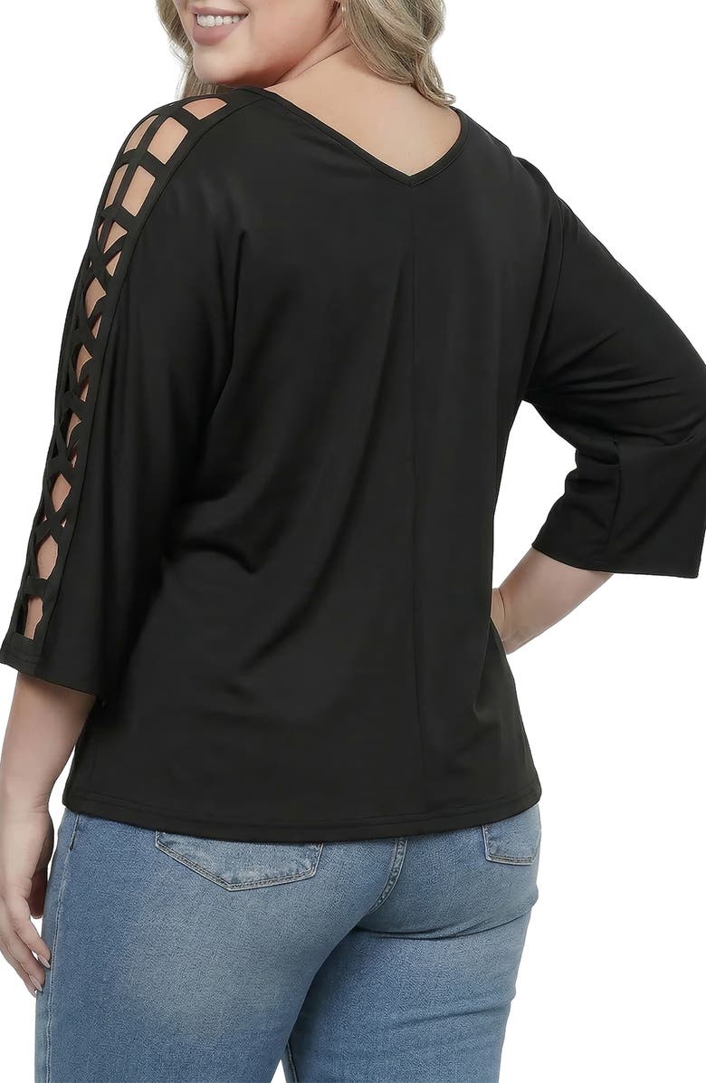Standards & Practices Cutout Sleeve V-Neck Top, Alternate, color, 