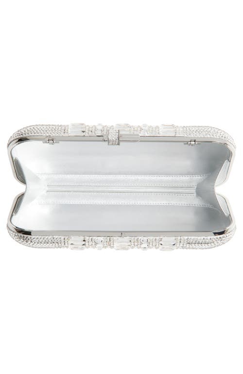 Judith Leiber Long Slide Crystal Minaudière In Silver Rhine Multi