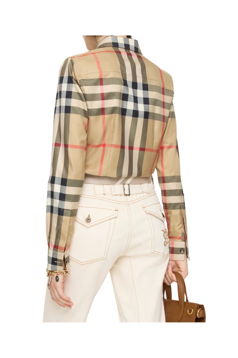 Slim Fit Check Cotton Shirt, Alternate, color, Archive beige