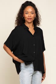 PinkBlush Button Up Dolman Short Sleeve Top