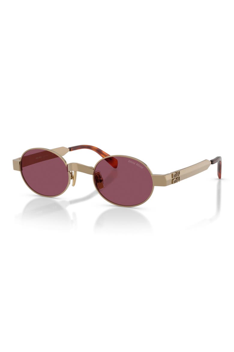 47mm Small Oval Sunglasses, Alternate, color, BRASS / DARK VIOLET