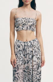 MAUDE CLUB Quinn Shirred Crop Top