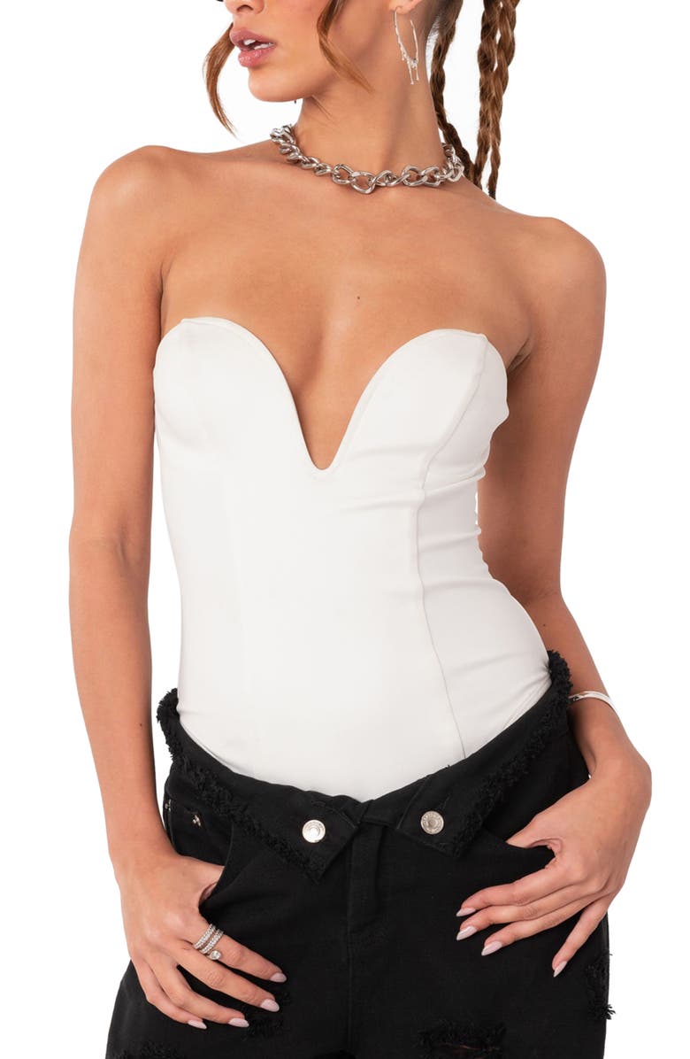EDIKTED Fairy Strapless Corset Bodysuit, Main, color,