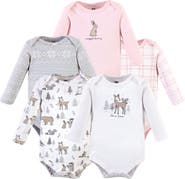 Hudson Baby Everyday Long-Sleeve Cotton Bodysuits Bundle of 5