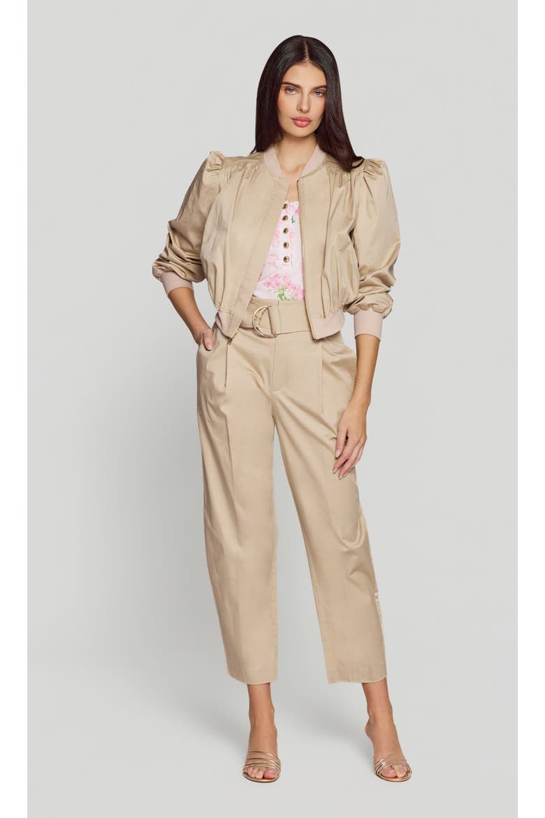 Sariah Cotton Sateen Bomber, Alternate, color, Beige