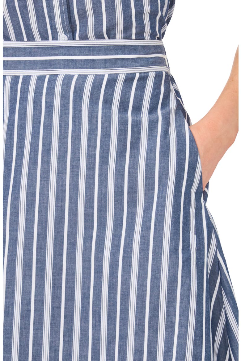 Striped Cotton Pull-On Midi Skirt, Alternate, color, CLASSIC NAVY