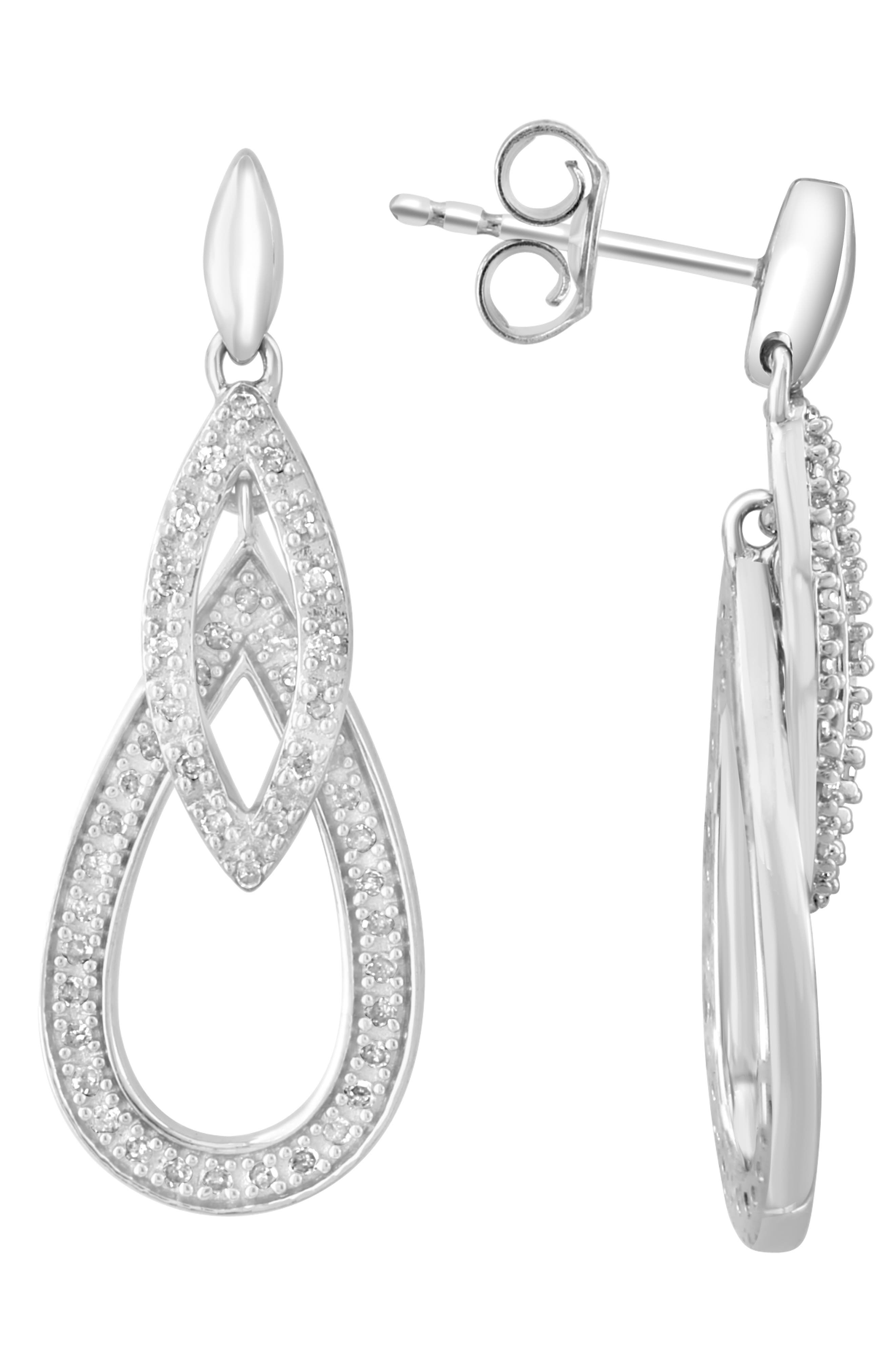 Diamond Teardrop Drop Earrings