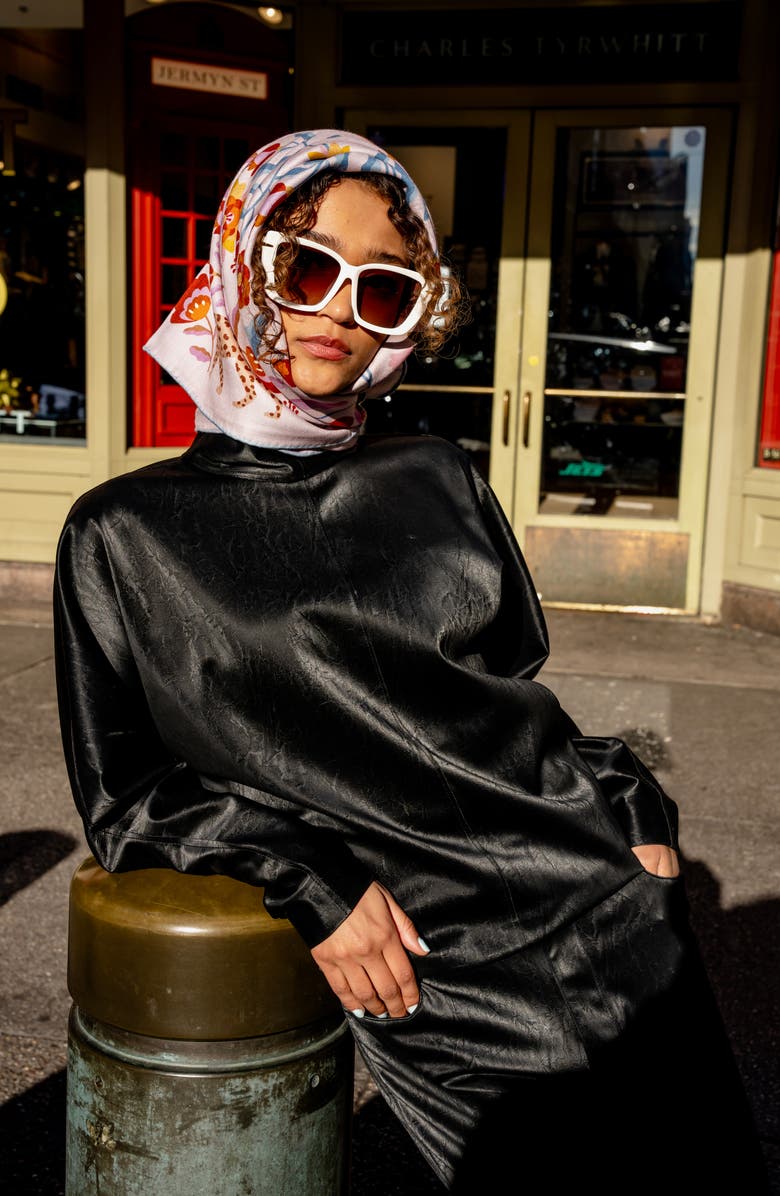 Jessie Zhao New York Double Sided Wool Silk Scarf Of Pink Blossom Jungle, Alternate, color, Pink