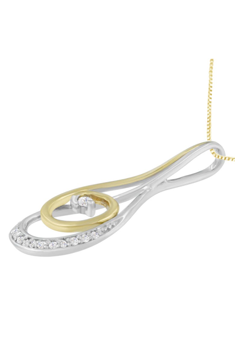 Espira 10K Two-Tone Gold Round Cut Diamond Sparkling Spiral Pendant Necklace, Alternate, color, Yellow