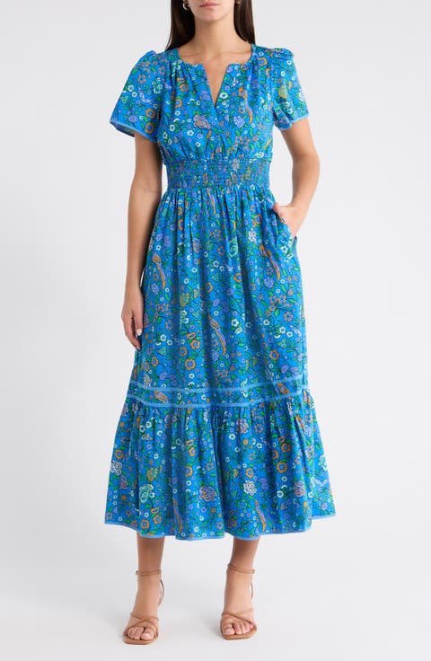 Punta Alta Ordy Smocked Midi Dress