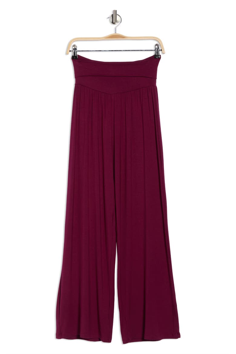 Folover Waist Jersey Pants, Alternate, color, BURGUNDY