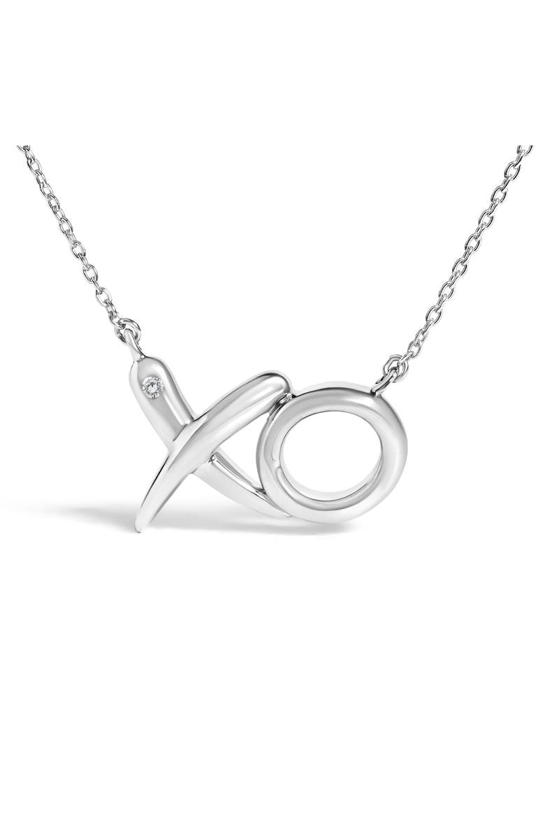 Haus of Brilliance Sterling Silver Diamond Accent XO Pendant Necklace, Alternate, color, Silver