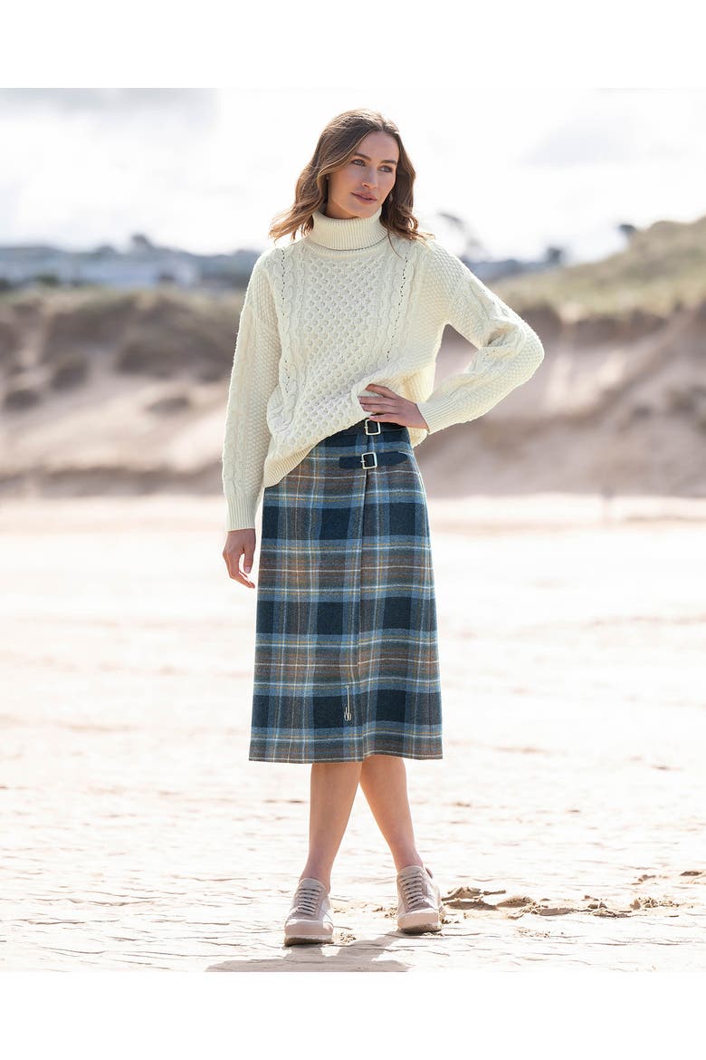 British Midi Celt Kilt, Alternate, color, Blue Ink Tartan
