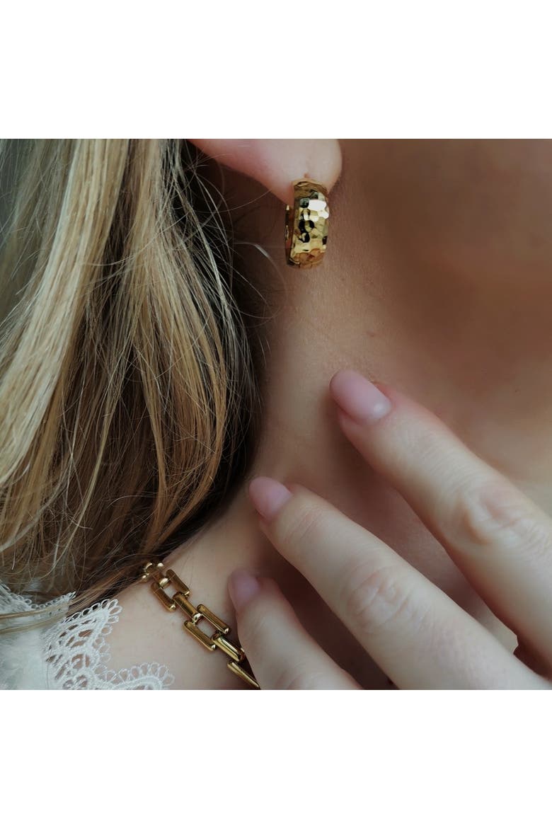 Hammered Small Hoops, Alternate, color, Gold