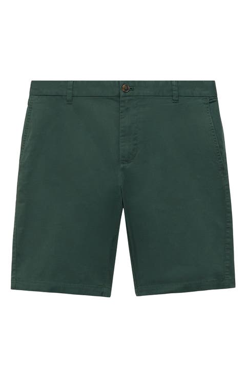 Slim Fit Flat Front Bermuda Chino Shorts