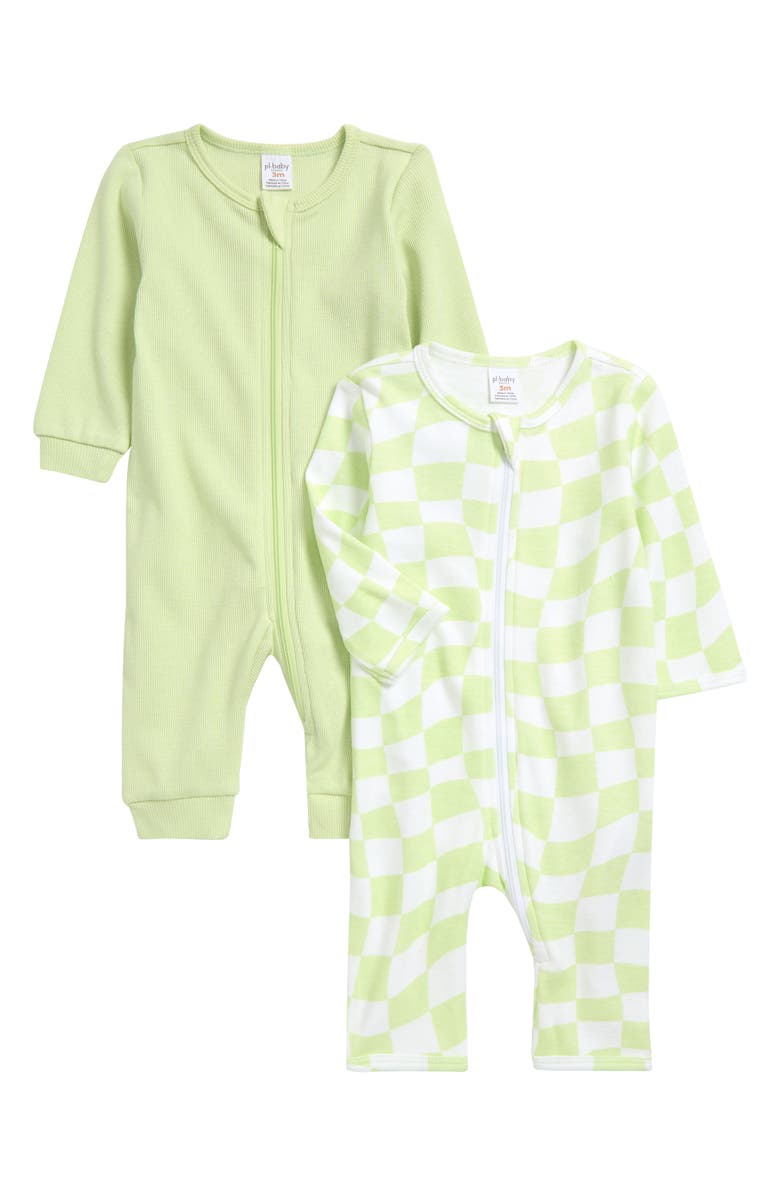 Petit Lem’s Mini Threads 2-Pack Romper, Main, color, Checks