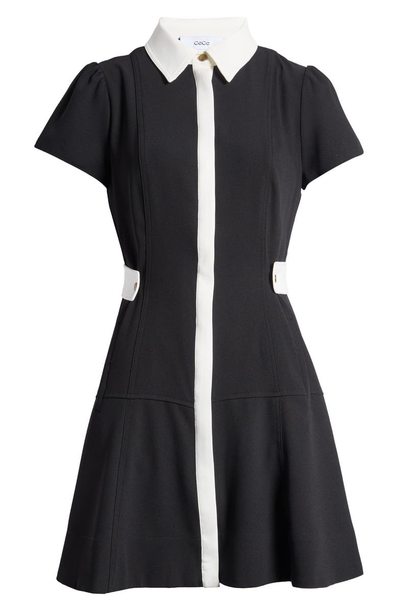 CeCe Puff Sleeve Fit & Flare Shirtdress, Alternate, color, Rich Black
