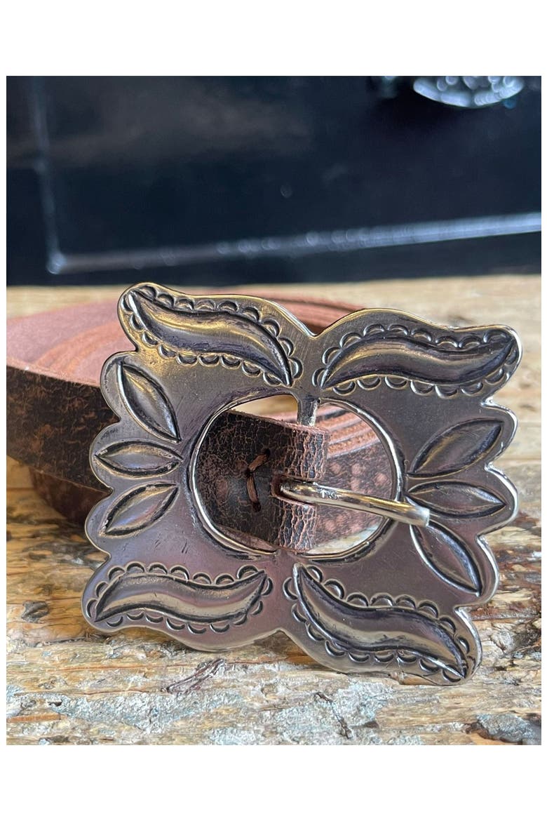 Butterfly Leather Belt, Alternate, color, BROWN