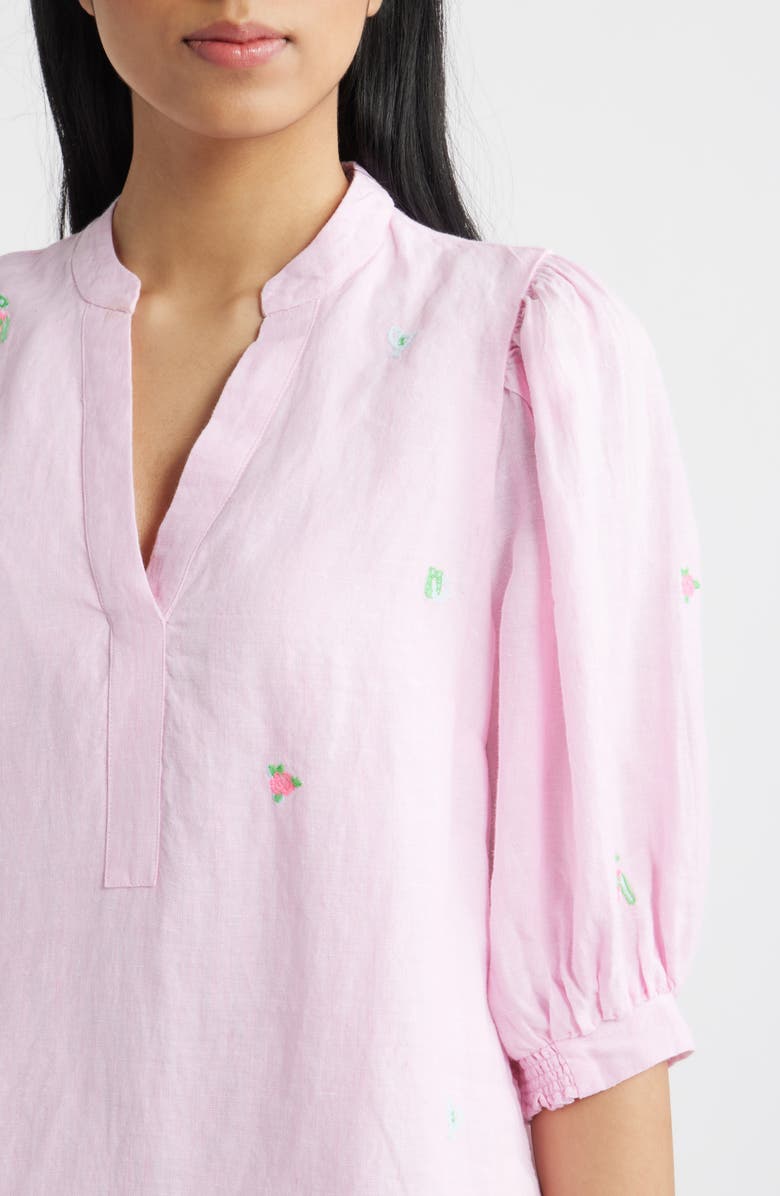 Lilly Pulitzer<sup>®</sup> Mialeigh Embroidered Linen Shift Dress, Alternate, color, Pink Derby Ditsy