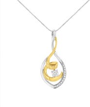 Haus of Brilliance 10K Two-Tone Yellow & White Gold 1/4 Cttw Diamond Spiral Link Pendant Necklace